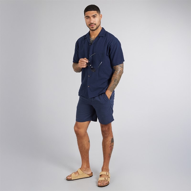 Mens Jaiden Linen Blend Shorts Navy Blazer - Image 3