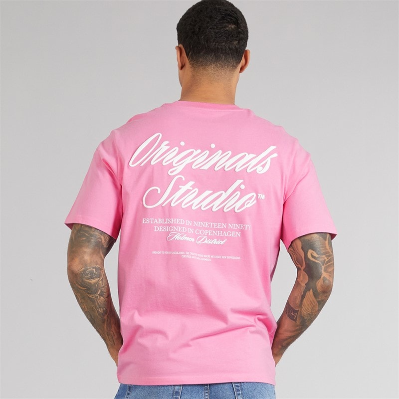 Mens Norrebro Typo T-Shirt Prism Pink - Image 3