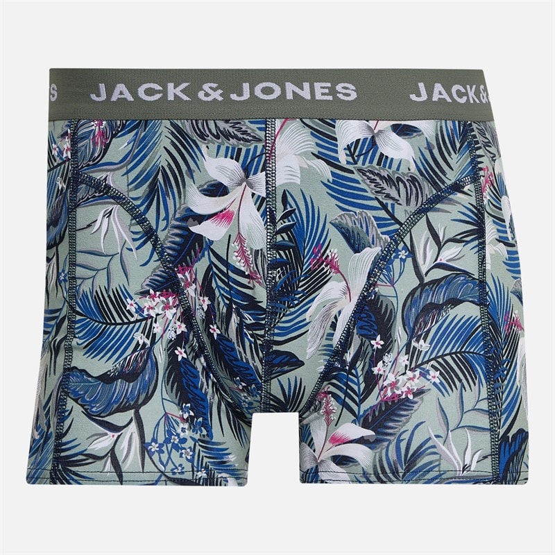 Mens Brady Flower Three Pack Trunks Sky Captain/Iceberg Green/Black - Image 3