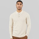 Mens Cooper Knitted Long Sleeve Polo Shirt Silver Lining Twist