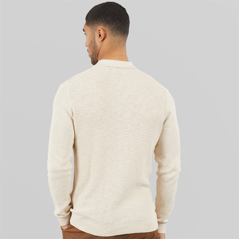 Mens Cooper Knitted Long Sleeve Polo Shirt Silver Lining Twist - Image 2