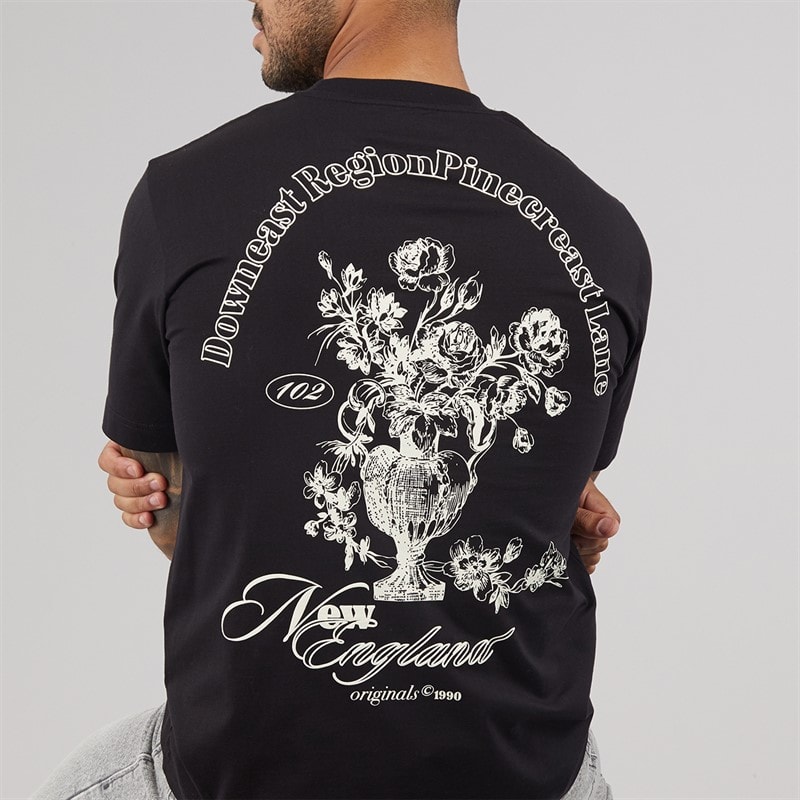 Mens Maine Back Print T-Shirt Black - Image 5