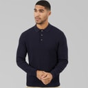 Mens Cooper Knitted Long Sleeve Polo Shirt Night Sky