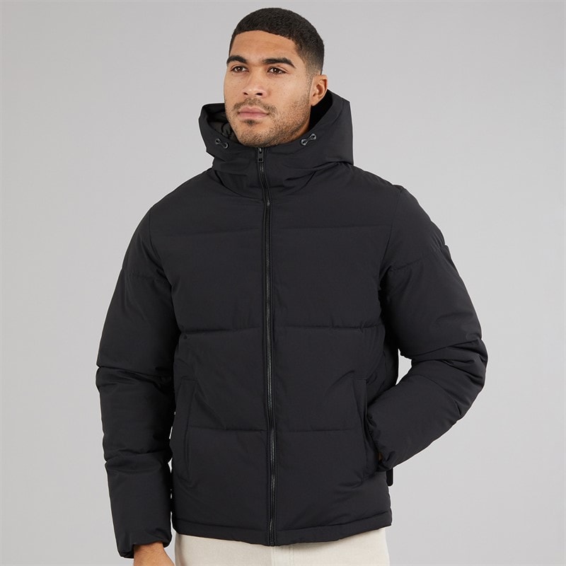 Mens Surface Hooded Puffer Coat Black - Image 3