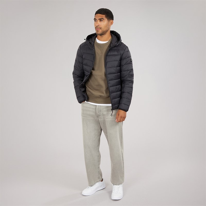 Mens Bradley Hooded Puffer Coat Black - Image 4