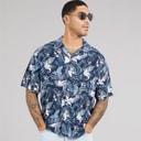 Mens Jeff Tropical Resort Short Sleeve Shirt Sky Captain