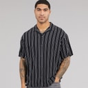 Mens Jeff Stripe Resort Short Sleeve Shirt Black