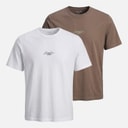 Mens Cover Script Two Pack Relaxed T-Shirts White/Falcon