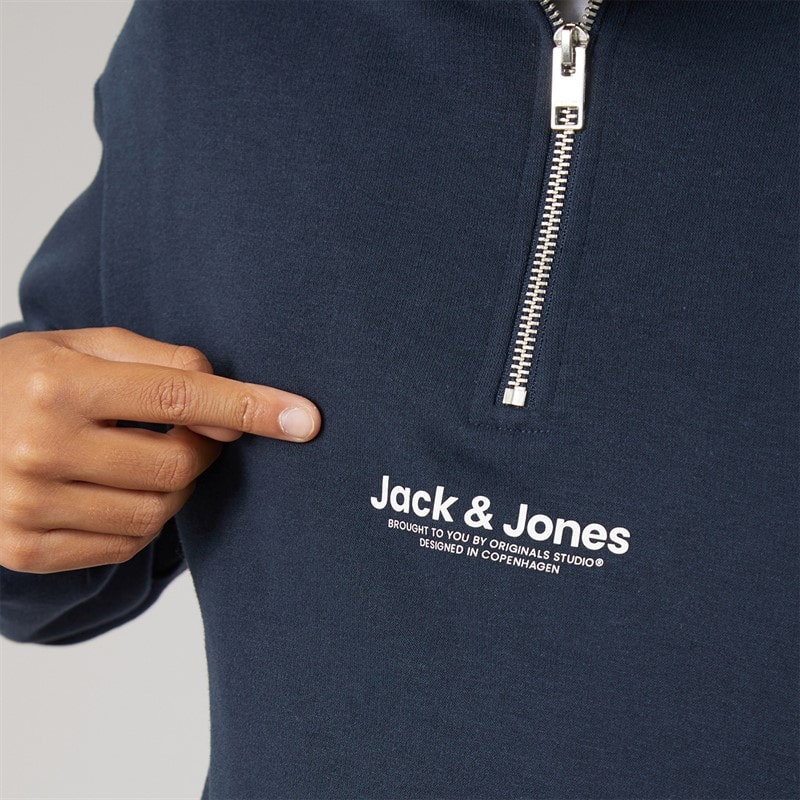 Boys Vesterbro Quarter Zip Sweatshirt Tracksuit Navy Blazer - Image 3