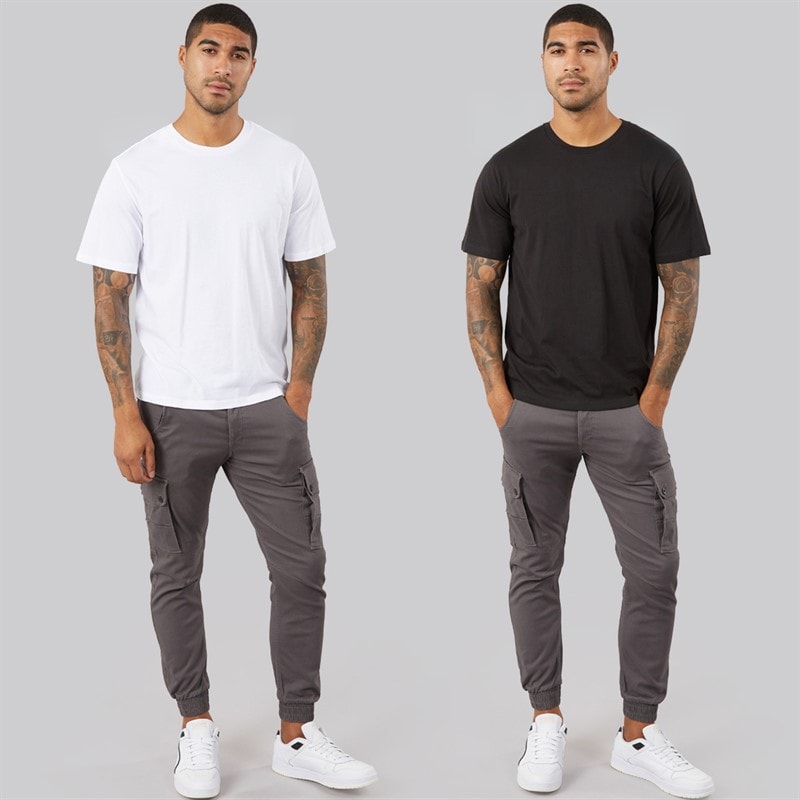 Mens Yuto Print Two Pack T-Shirts /Black White/Black - Image 4