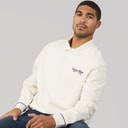 Mens Terry Piped Polo Sweatshirt Tofu