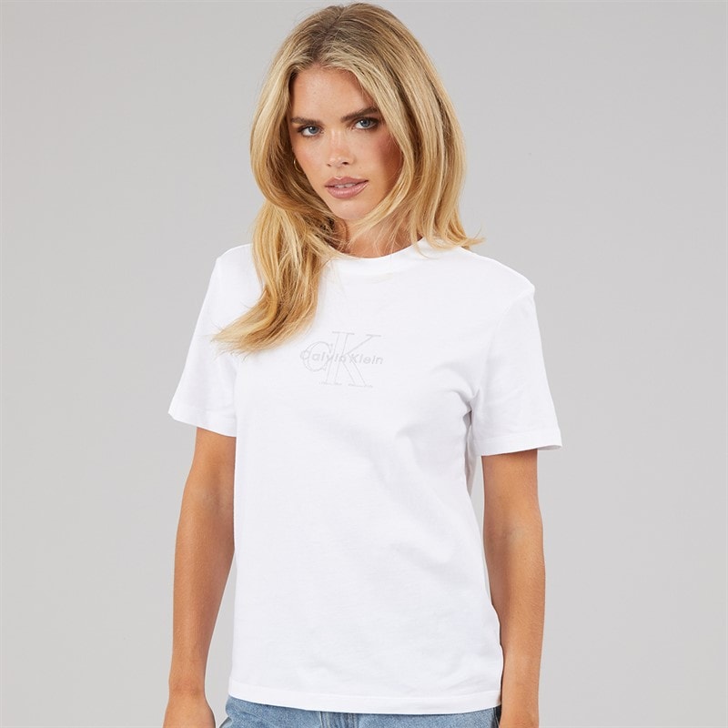 Womens Clasic Monologo T-Shirt Bright White - Image 3
