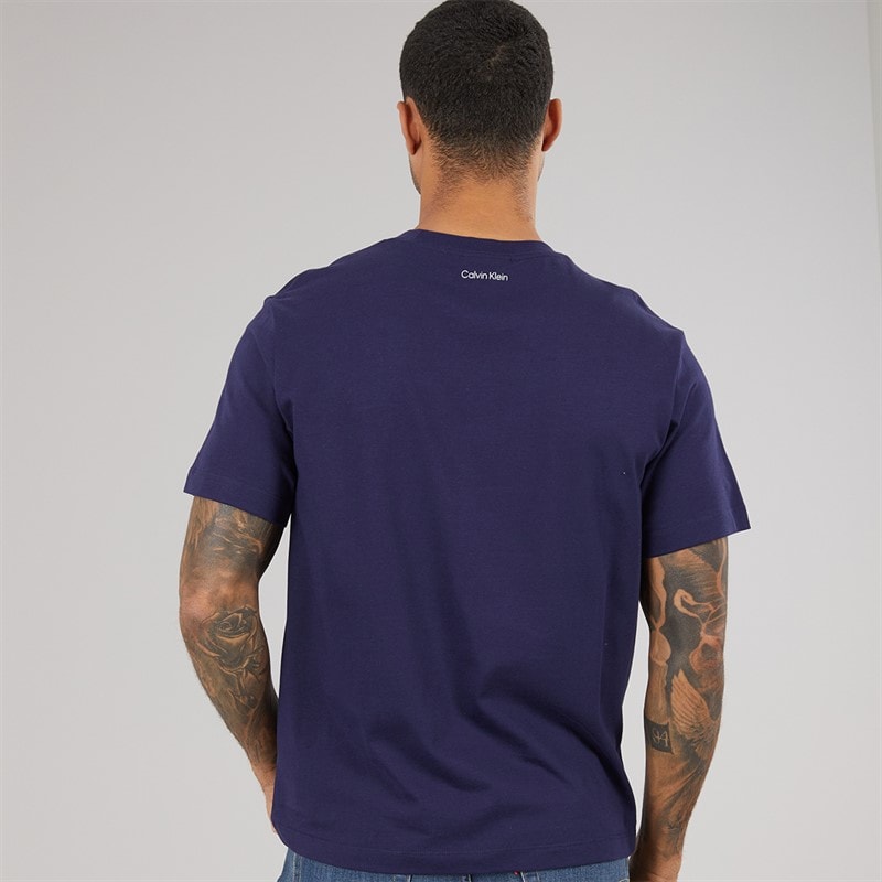 Mens Embroidered Logo T-Shirt Evening Blue - Image 2