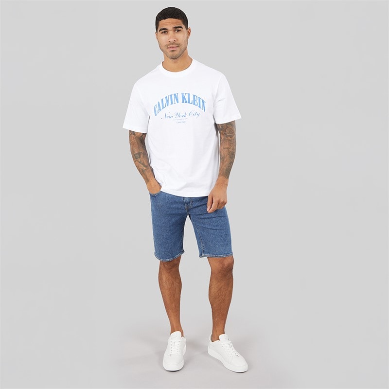 Mens Embroidered NYC Logo Graphic T-Shirt Bright White - Image 4