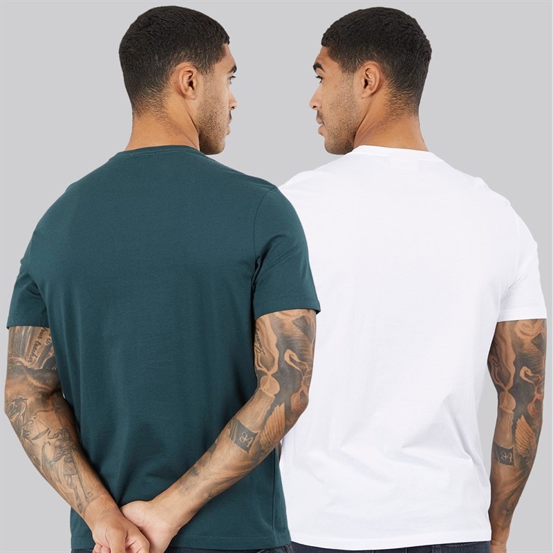 Mens Classic Two Pack T-Shirts Bright White/Dark Teal - Image 2
