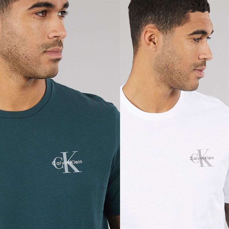 Mens Classic Two Pack T-Shirts Bright White/Dark Teal - Image 3