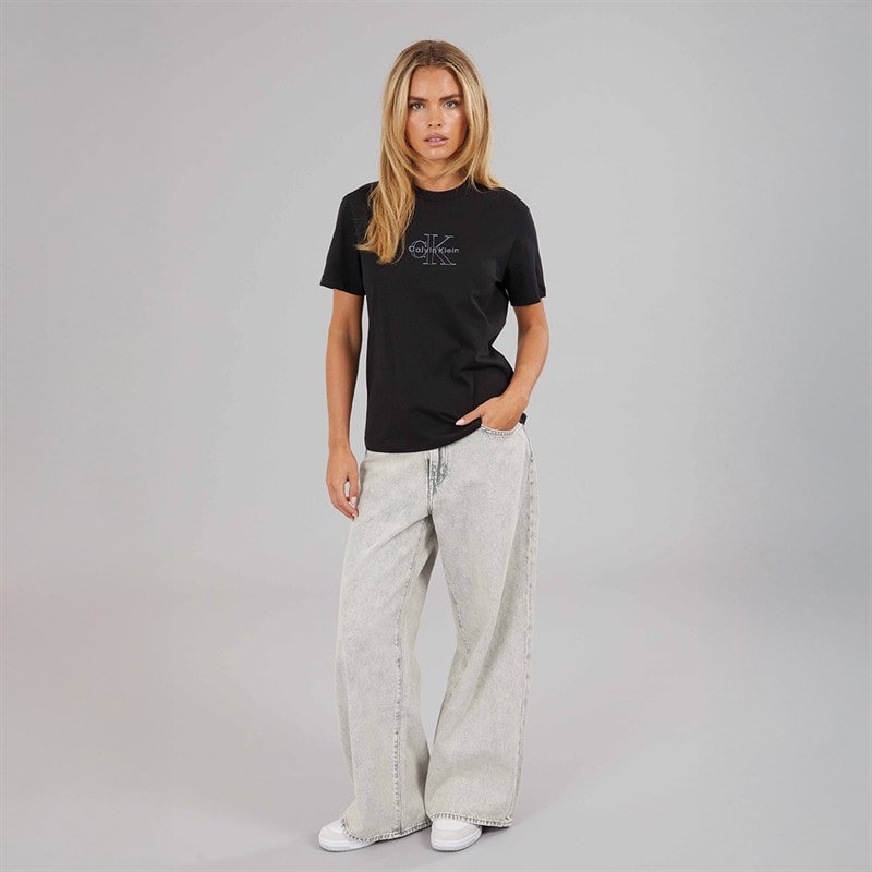 Womens Monologo T-Shirt Black - Image 3