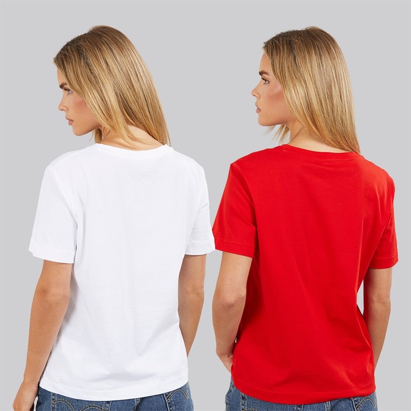 Womens Logo Two Pack V-Neck T-Shirts Adrenaline Rush/Brilliant White - Image 2