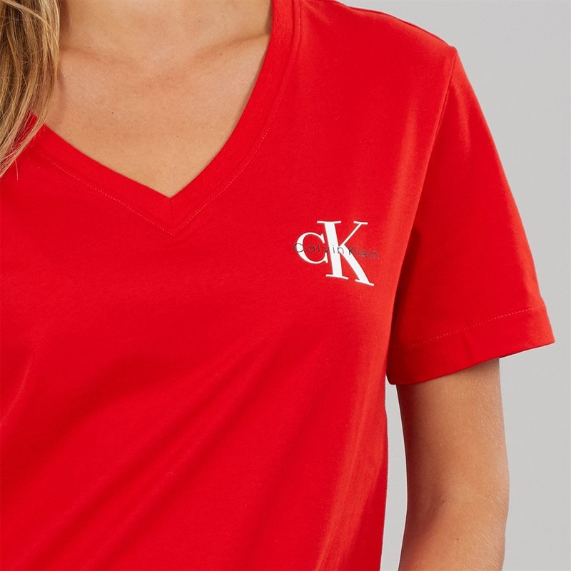 Womens Logo Two Pack V-Neck T-Shirts Adrenaline Rush/Brilliant White - Image 3