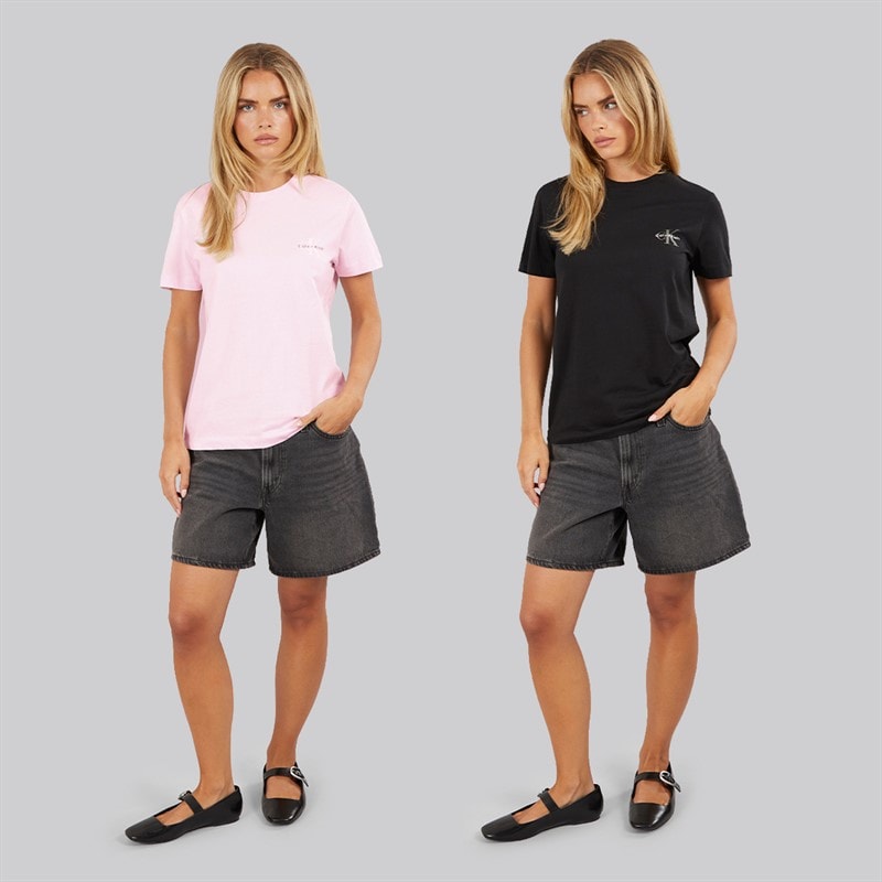 Womens Monologo Two Pack T-Shirts Cradle Pink/Black - Image 4