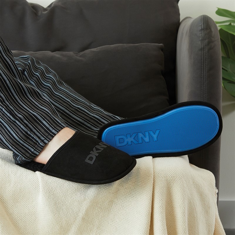 Mens Lyra Mule Slippers Black - Image 2