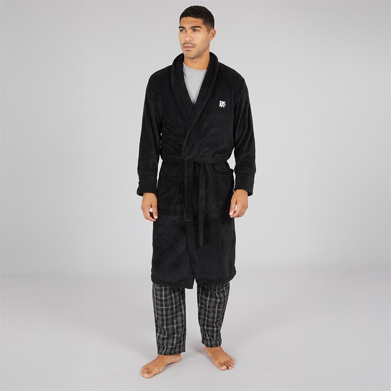 Mens Trash Pandas Fleece Robe Black - Image 4