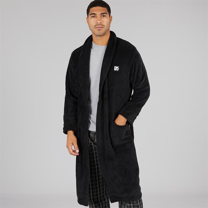Mens Trash Pandas Fleece Robe Black - Image 5