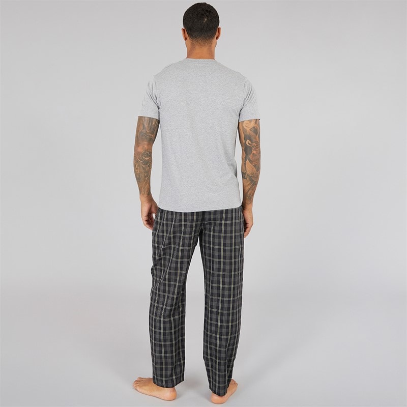 Mens Bucks T-Shirt And Woven Pants Lounge Set Grey/Black - Image 2