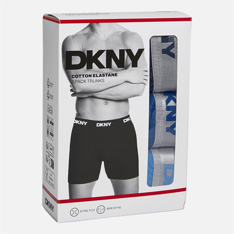 Mens Conway Three Pack Medium Boxer Trunks Navy/Blue - Image 2