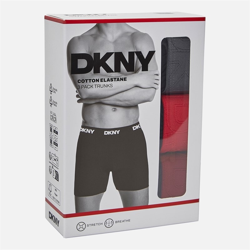 Mens Barstow Three Pack Medium Boxer Trunks Black - Image 2