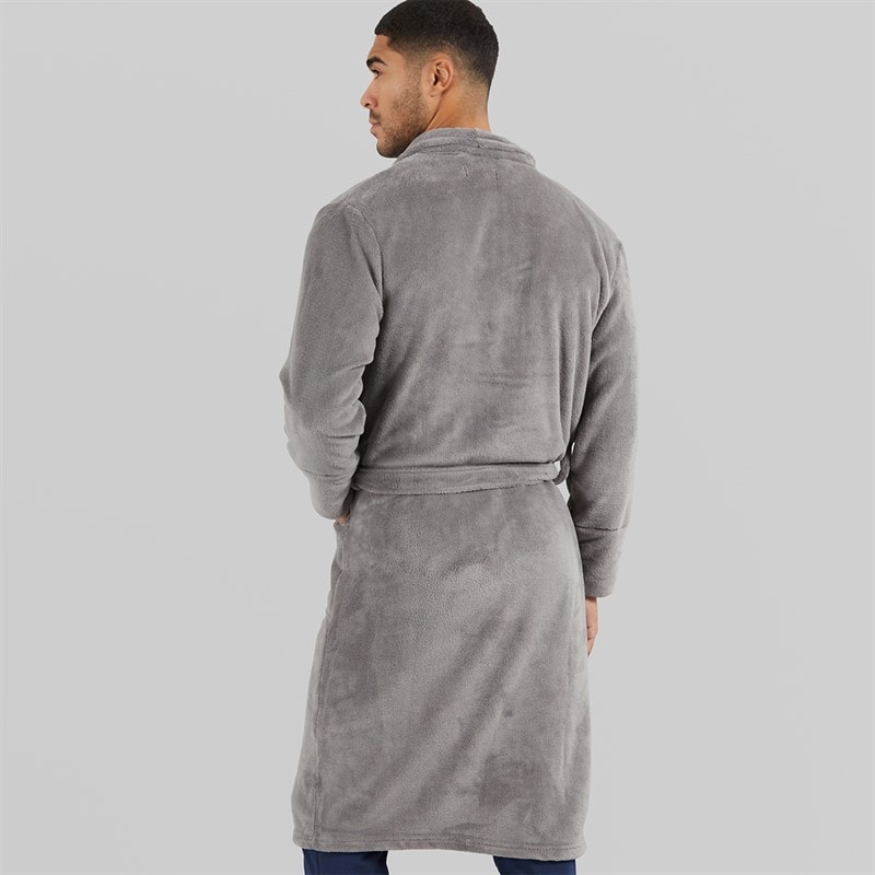 Mens Trash Pandas Fleece Robe Charcoal - Image 2