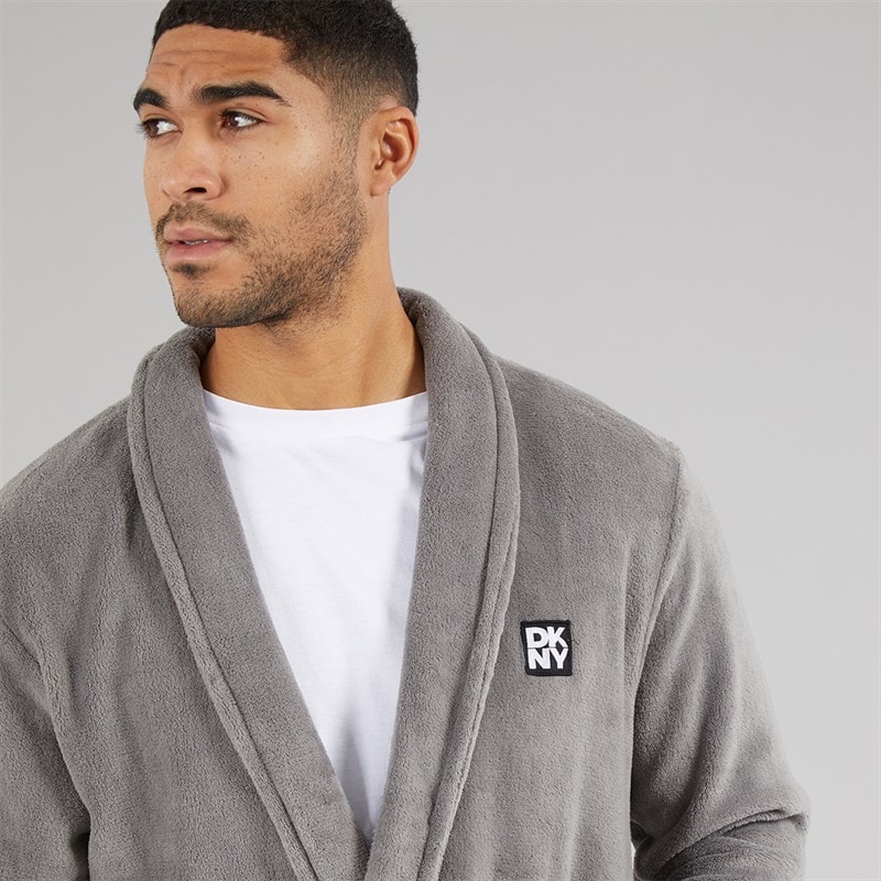 Mens Trash Pandas Fleece Robe Charcoal - Image 3