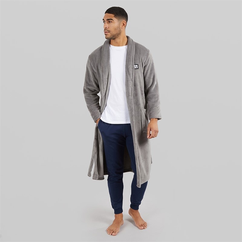Mens Trash Pandas Fleece Robe Charcoal - Image 4
