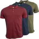 Mens Three Pack Jersey Polo Shirts Dark Navy/Khaki/Burgundy