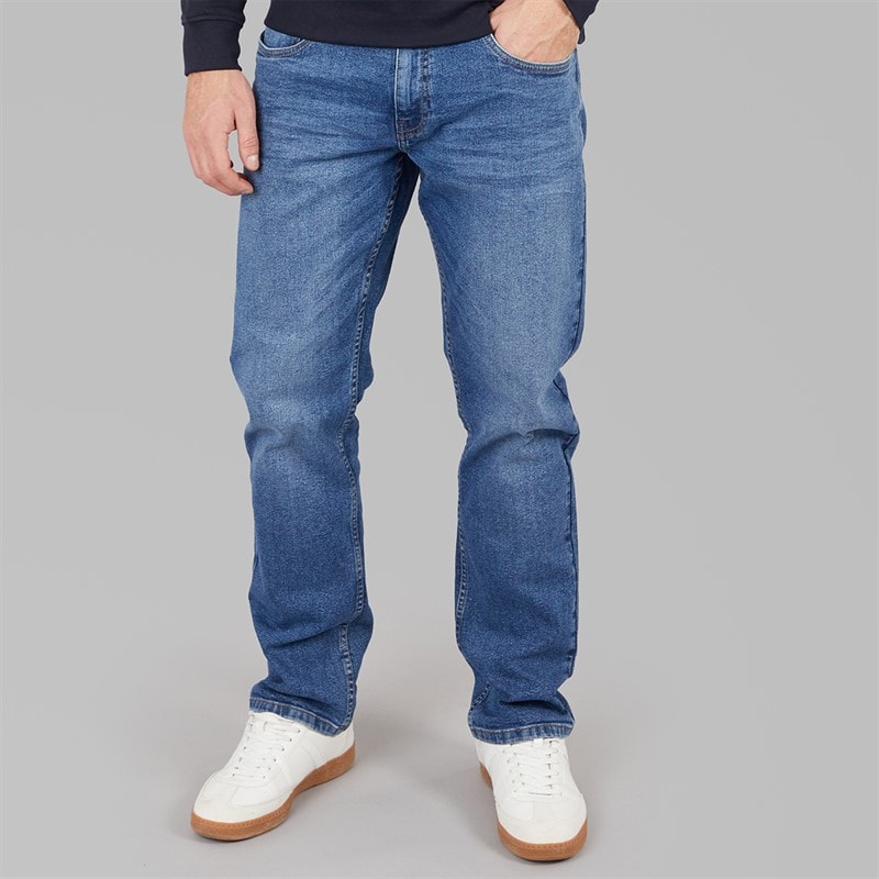 Kangaroo Poo Mens Straight Fit Denim Jeans Stone Wash
