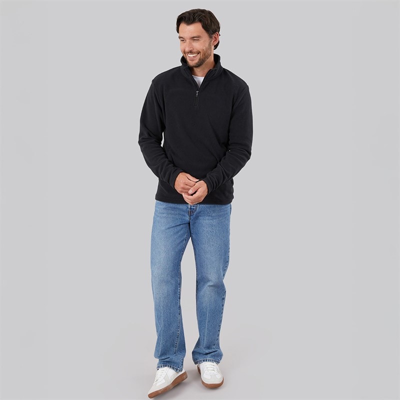 Mens 1/4 Zip Microfleece Top Black - Image 4