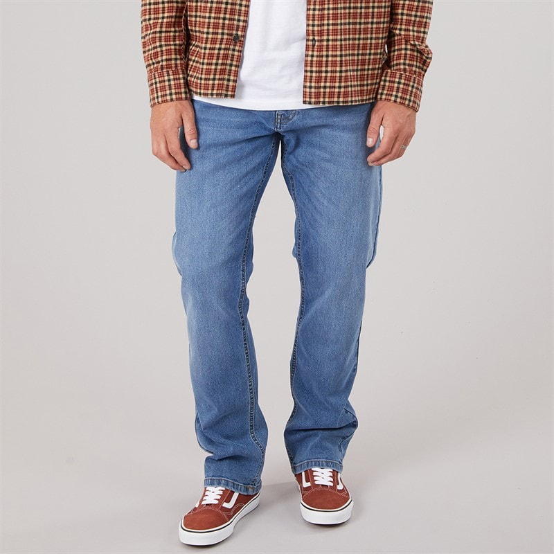 Mens Straight Fit Denim Jeans Mid Wash - Image 1