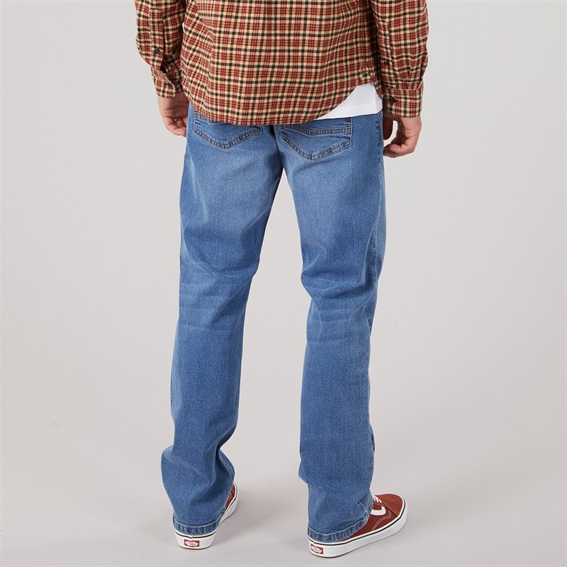 Mens Straight Fit Denim Jeans Mid Wash - Image 2