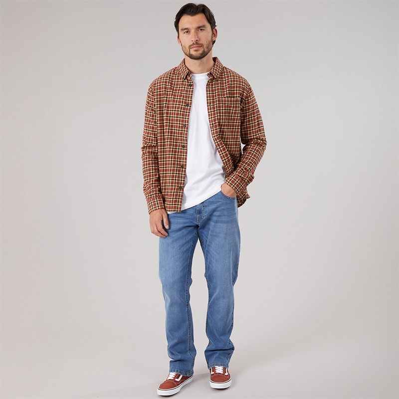 Mens Straight Fit Denim Jeans Mid Wash - Image 4