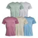 Mens Five Pack T-Shirts Mauve/Baby Blue/Ecru/Sage/White