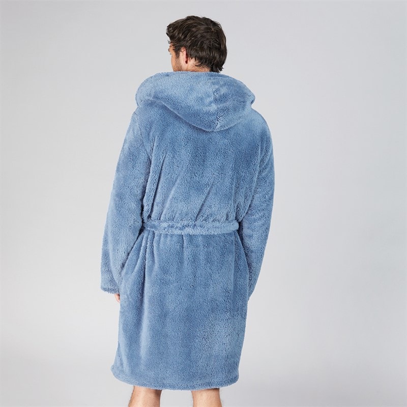 Mens Frosted Hooded Robe Multi - Image 2
