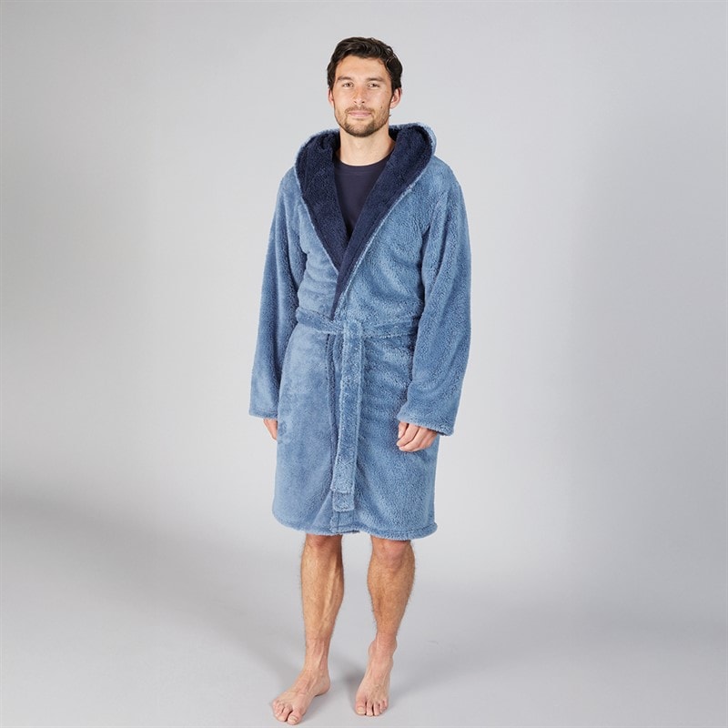 Mens Frosted Hooded Robe Multi - Image 3