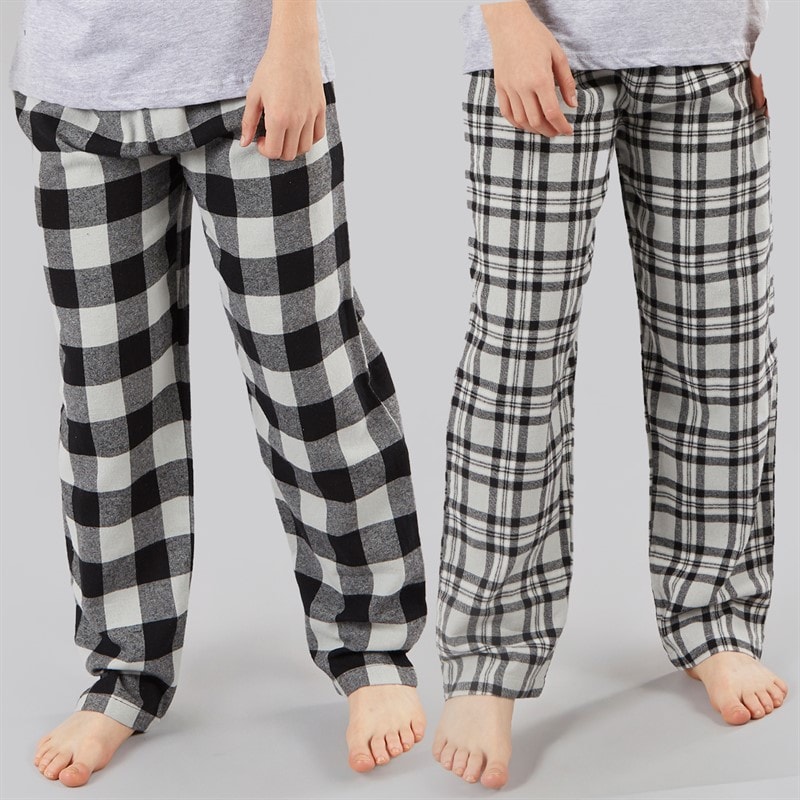 Kangaroo Poo Boys Two Pack Woven Check Pants Navy/Grey
