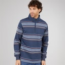 Mens Stripe Surf 1/4 Zip Sweatshirt Navy