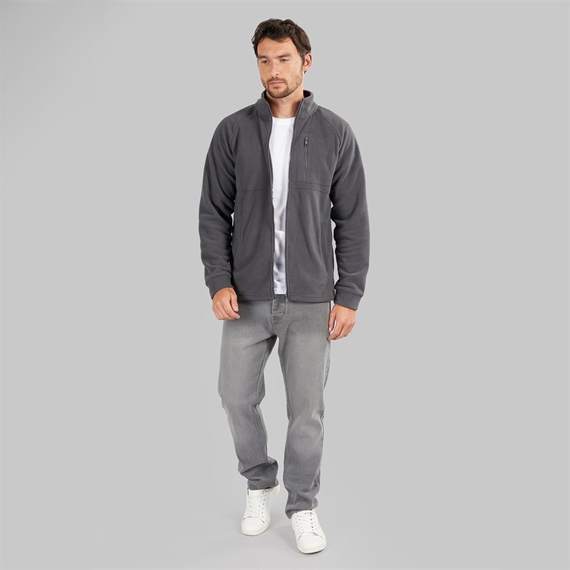 Mens Full Zip Microfleece Jacket Dark Charcoal - Image 3