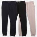 Mens Three Pack Regular Fit Cuffed Fleece Joggers Black/Grey Marl/Navy
