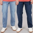 Mens Two Pack Straight Fit Denim Jeans Dark Wash/Light Wash