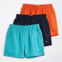 Boys Three Pack Swim Shorts Turq/Orange/Navy