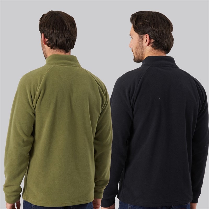 Mens Two Pack Full Zip Microfleece Jackets Khaki/Black - Image 2