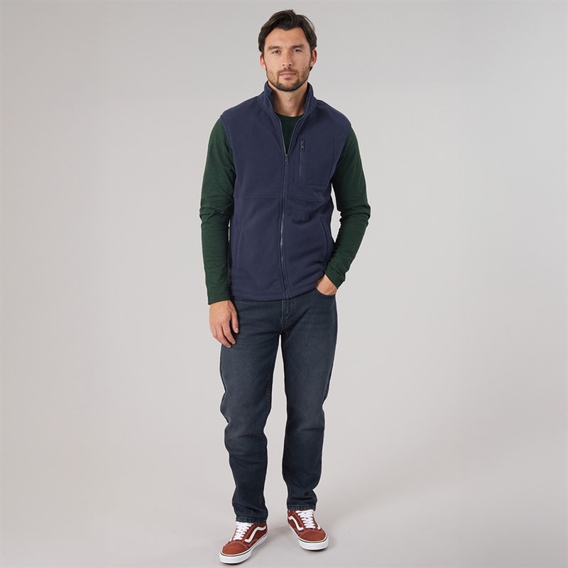 Mens Full Zip Microfleece Gilet Navy - Image 3